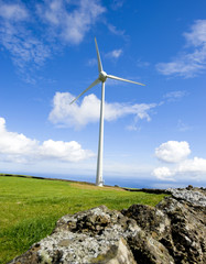 A powerful windmill generating clean renewable energy.