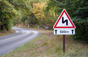 Winding road sign