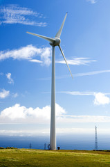 Fototapeta premium A powerful wind Turbine generating clean renewable energy.