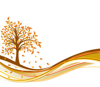 Tree autumn background, vector illustration