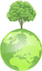 ecological green globe growing tree