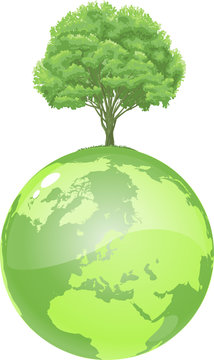 green earth with tree on top