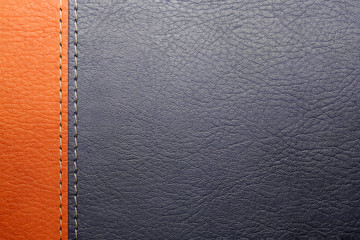 Close up of a leather cover of the book