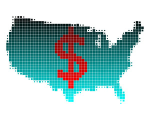 Fototapeta premium Map of U.S. and dollar sign