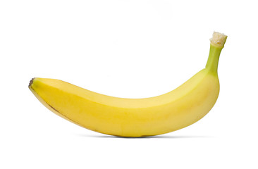 single banana Isolated on the white background.