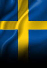 Naklejka premium Swedish flag waving in the wind