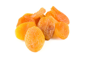 Dried apricots on white