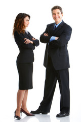 Young smiling  business people. Isolated over white background .