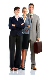 Young smiling  business people. Isolated over white background .