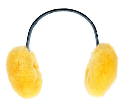 Yellow ear-flaps on a white background...