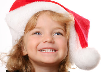 Portrait of Christmas girl on white background