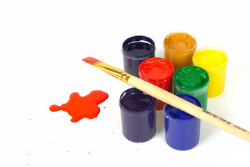 Various art paint and brush and blot