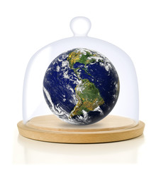 earth under a glass dome; global warming concept