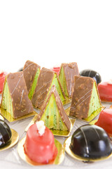 Colorful confectionery on white background.