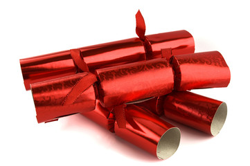 Christmas Crackers isolated on a white background