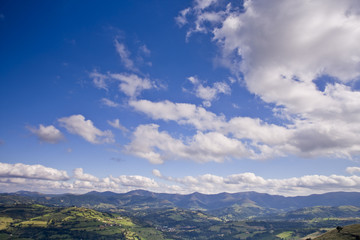 Rural landscape with cloudy sky in North of Spain