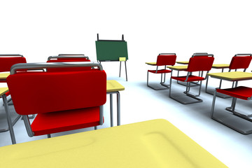 Empty classroom isolated