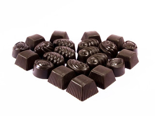 Group of chocolate candies, chocolate valentine