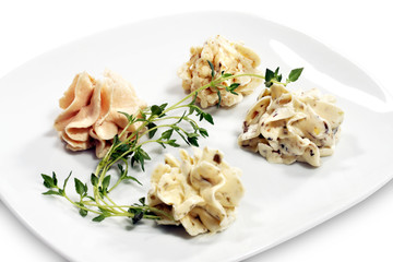 Assorted Butter (4 type) with Greens on a Plate