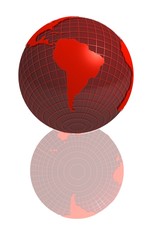 Fototapeta premium red 3d globe - south america