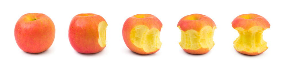 Eating apple fruit isolated on white background