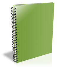 Blank light green spiral notebook closed but empty ebook cover