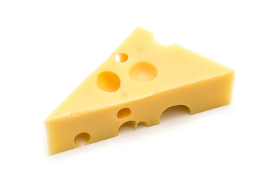 slice cheese on white background