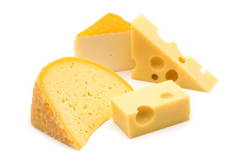 cheese assortment on white background