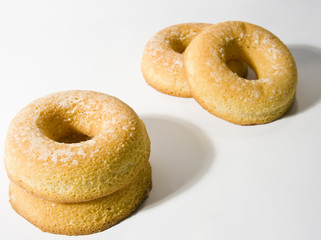 delicious donuts isolated on white.