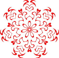 decorative vector snowflake of red color