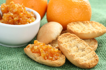 delicious breakfast - hot toast and orange jam