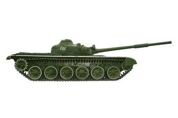 Russian heavy battle tank isolated on white background