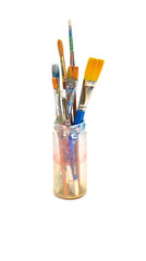 Colorful Paint Brushes in a Jar