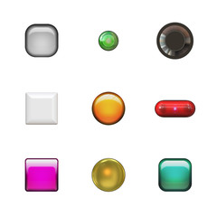 A buttonset or iconset with a variety of 3d glassy shapes.
