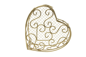 Heart-Shaped Metal Box on White Background