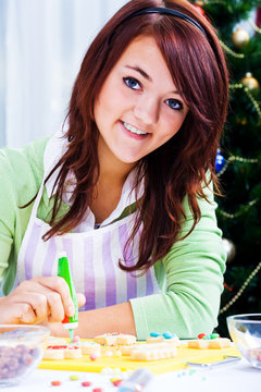 Girl Baking Christmas Cookies 1