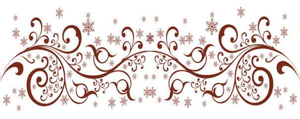 bordure floral antique marron