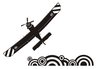 A small propeller plane silhouette