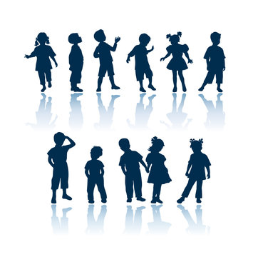Kids vector silhouettes