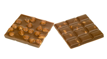 chocolate with hazelnuts isolated