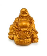 Statuette of idol made of bronze on a white background