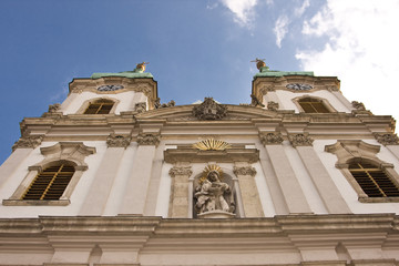 Fototapeta na wymiar Two-towered Church of St Anne, Budapest, Hungary