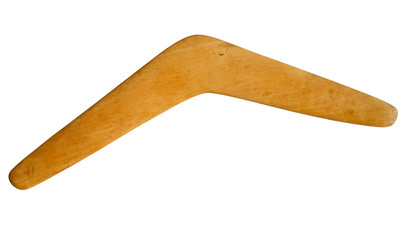 An Australian boomerang isolated over white.