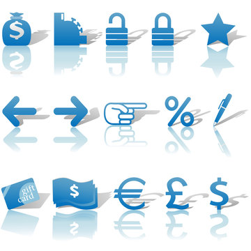 Finance Money Website Navigation Icons Set  Blue