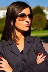 Pretty young girl in a autumn park