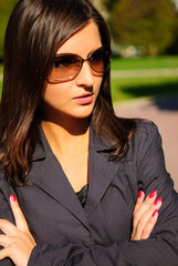 Pretty young girl in a autumn park