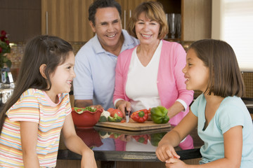 Family Preparing meal,mealtime Together