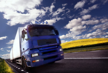 truck driving at dusk/motion blur