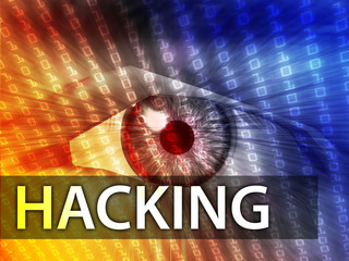 Hacking illustration, eye over digital data information