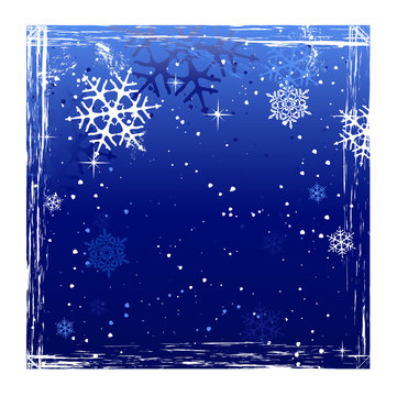 Winter background with snowflakes and grunge elements